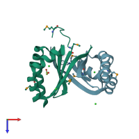 PDB entry 2od4 coloured by chain, top view.