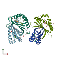 PDB entry 2od6 coloured by chain, front view.