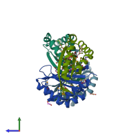 PDB entry 2od6 coloured by chain, side view.