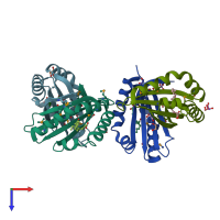 PDB entry 2od6 coloured by chain, top view.