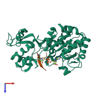 PDB entry 2od7 coloured by chain, top view.