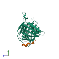 PDB entry 2od8 coloured by chain, side view.