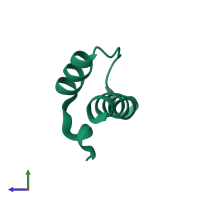 PDB entry 2odc coloured by chain, side view.