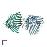 PDB entry 2odj coloured by chain, top view.