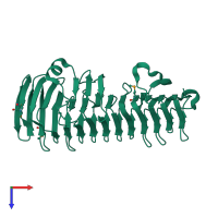PDB entry 2odl coloured by chain, top view.