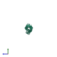 PDB entry 2odu coloured by chain, side view.