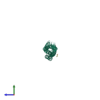 PDB entry 2odv coloured by chain, side view.