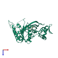 PDB entry 2odw coloured by chain, top view.