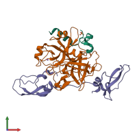 Hetero trimeric assembly 1 of PDB entry 2ody coloured by chemically distinct molecules, front view.