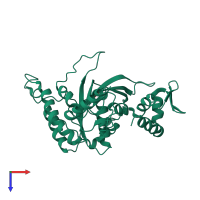 PDB entry 2oe2 coloured by chain, top view.