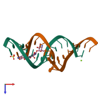 PDB entry 2oe5 coloured by chain, top view.