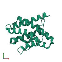 PDB entry 2oeb coloured by chain, front view.