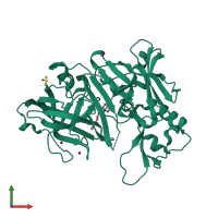 PDB entry 2of0 coloured by chain, front view.