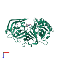 PDB entry 2of0 coloured by chain, top view.