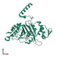 PDB entry 2ofo coloured by chain, front view.