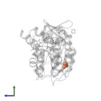 ACETATE ION in PDB entry 2ofp, assembly 2, side view.