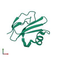 PDB entry 2ofs coloured by chain, front view.