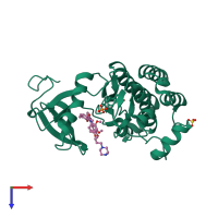 PDB entry 2ofu coloured by chain, top view.