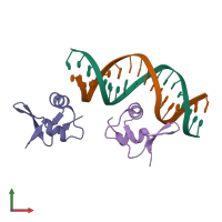 PDB entry 2og0 coloured by chain, front view.