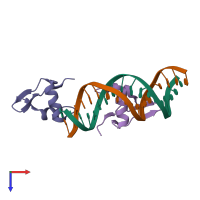 PDB entry 2og0 coloured by chain, top view.