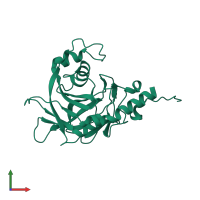 PDB entry 2og4 coloured by chain, front view.