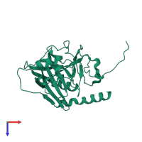 PDB entry 2og4 coloured by chain, top view.
