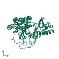 PDB entry 2og7 coloured by chain, front view.