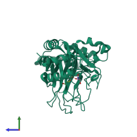 PDB entry 2og7 coloured by chain, side view.