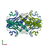 PDB entry 2ogf coloured by chain, front view.