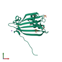 PDB entry 2ogg coloured by chain, front view.