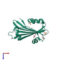 PDB entry 2ogg coloured by chain, top view.