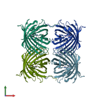 PDB entry 2ogr coloured by chain, front view.