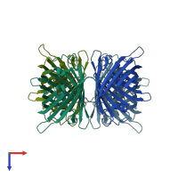 PDB entry 2ogr coloured by chain, top view.
