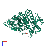 PDB entry 2ogt coloured by chain, top view.