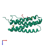 PDB entry 2oh3 coloured by chain, top view.