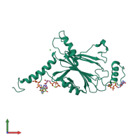 PDB entry 2oh7 coloured by chain, front view.