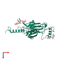 PDB entry 2oh7 coloured by chain, top view.