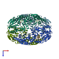 PDB entry 2ohh coloured by chain, top view.