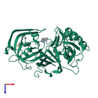 PDB 2ohk coloured by chain and viewed from the top.