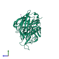 PDB entry 2ohl coloured by chain, side view.