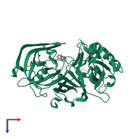 PDB entry 2ohl coloured by chain, top view.