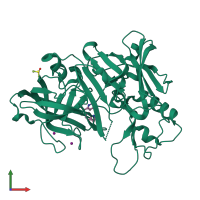 PDB entry 2ohp coloured by chain, front view.