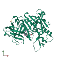 PDB entry 2ohq coloured by chain, front view.