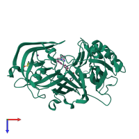 PDB entry 2ohq coloured by chain, top view.