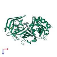 PDB entry 2ohr coloured by chain, top view.