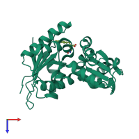 PDB entry 2ohv coloured by chain, top view.