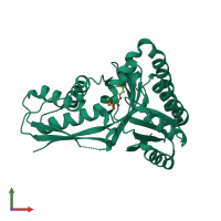 PDB entry 2oi2 coloured by chain, front view.