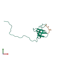 PDB entry 2oi3 coloured by chain, front view.
