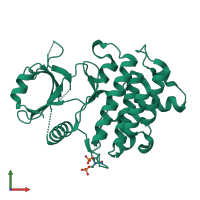 Monomeric assembly 2 of PDB entry 2oib coloured by chemically distinct molecules, front view.