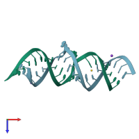 PDB entry 2oij coloured by chain, top view.
